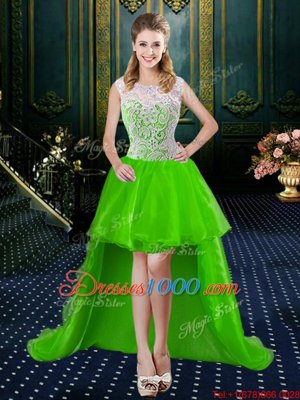 Latest Four Piece Sleeveless Tulle Brush Train Zipper Vestidos de Quinceanera for Military Ball and Sweet 16 and Quinceanera