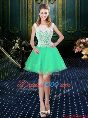 Adorable Four Piece Scoop Green Sleeveless Floor Length Lace and Ruffles Zipper Sweet 16 Quinceanera Dress