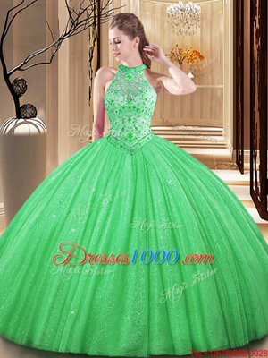 Best Orange Backless Ball Gown Prom Dress Embroidery and Hand Made Flower Sleeveless Floor Length