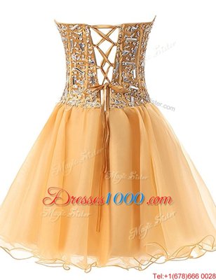 Baby Blue A-line Sweetheart Sleeveless Chiffon Knee Length Lace Up Beading Prom Dress