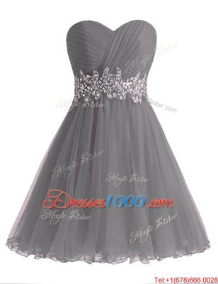 Stylish Chiffon Sleeveless Knee Length Dress for Prom and Beading and Ruching