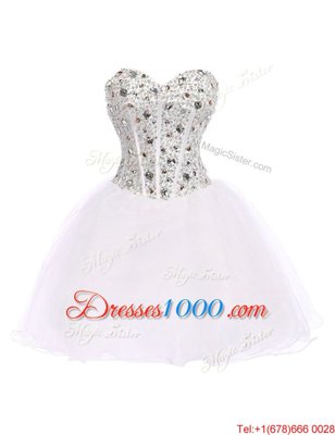 Best Selling Sleeveless Lace Up Mini Length Beading Prom Gown