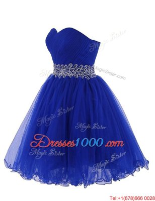 Nice Empire Royal Blue Sweetheart Organza Sleeveless Mini Length Lace Up