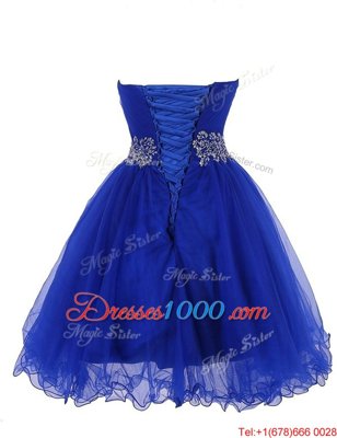 Nice Empire Royal Blue Sweetheart Organza Sleeveless Mini Length Lace Up