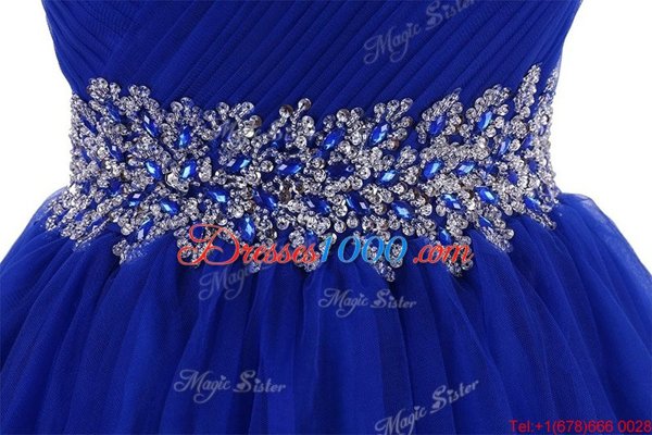 Nice Empire Royal Blue Sweetheart Organza Sleeveless Mini Length Lace Up