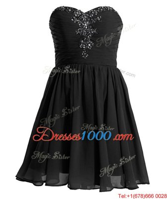 Nice Mini Length Black Party Dress for Girls Sweetheart Sleeveless Lace Up
