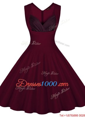 Burgundy Sweetheart Neckline Ruching Dress for Prom Sleeveless Zipper