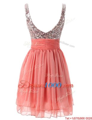 Sleeveless Zipper Knee Length Beading Juniors Evening Dress