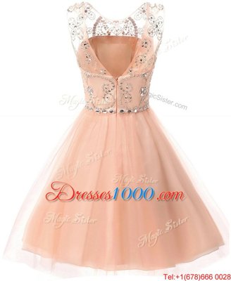 Fantastic Scoop Sleeveless Chiffon Prom Dresses Beading Zipper