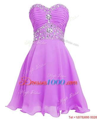 Edgy Sweetheart Sleeveless Lace Up Prom Party Dress Lilac Organza