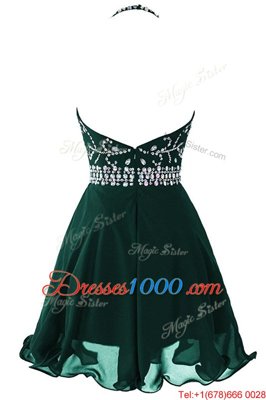 Scoop Sleeveless Organza Beading and Belt Zipper