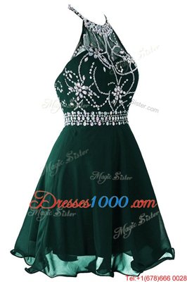 Scoop Sleeveless Organza Beading and Belt Zipper