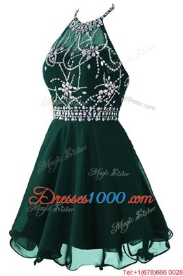 Scoop Sleeveless Organza Beading and Belt Zipper