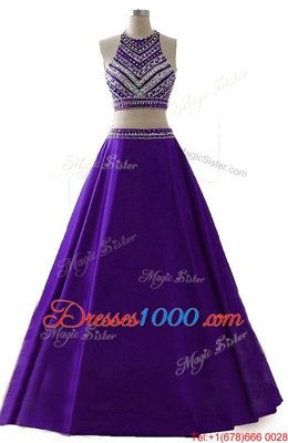 High End Scoop Sleeveless Zipper Floor Length Beading Dress for Prom