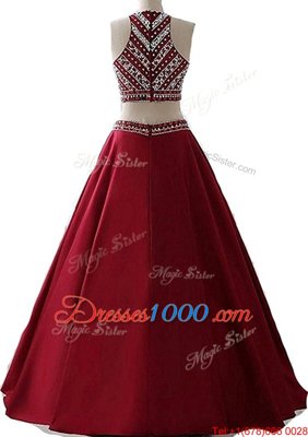 High End Scoop Sleeveless Zipper Floor Length Beading Dress for Prom