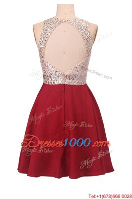 Wonderful Scoop Wine Red Sleeveless Sequins Knee Length Womens Evening Dresses