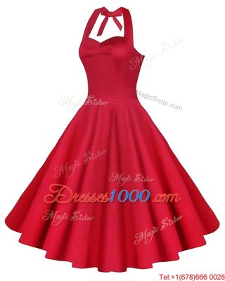 Sophisticated Sweetheart Sleeveless Backless Homecoming Dress Red Satin