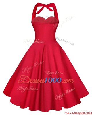 Sophisticated Sweetheart Sleeveless Backless Homecoming Dress Red Satin