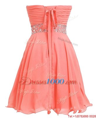 Stylish Sleeveless Beading and Belt Lace Up Prom Evening Gown