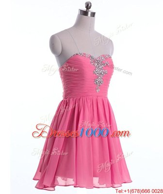 Sumptuous Rose Pink Junior Homecoming Dress Prom and Party and For with Beading Sweetheart Sleeveless Lace Up