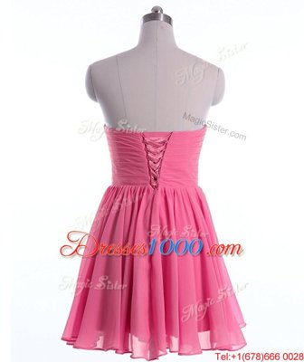 Sumptuous Rose Pink Junior Homecoming Dress Prom and Party and For with Beading Sweetheart Sleeveless Lace Up