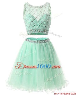 Super Green Side Zipper Prom Party Dress Beading and Belt Sleeveless Mini Length