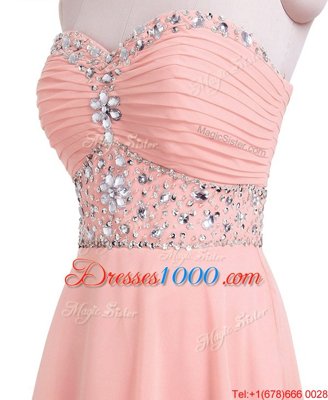 Popular Sweetheart Sleeveless Lace Up Pink Organza