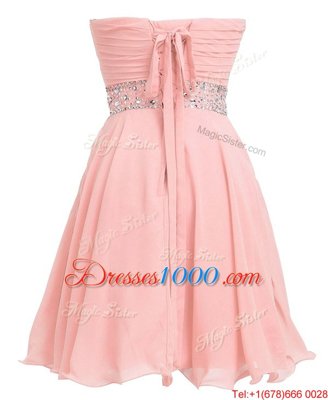 Popular Sweetheart Sleeveless Lace Up Pink Organza