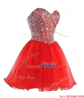 Organza Sleeveless Mini Length Party Dress and Beading