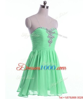 Wonderful Apple Green Lace Up Sweetheart Beading Dress for Prom Chiffon Sleeveless