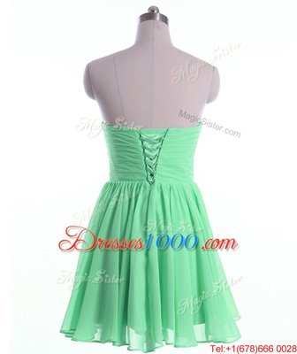 Wonderful Apple Green Lace Up Sweetheart Beading Dress for Prom Chiffon Sleeveless