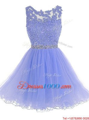 Scoop Sleeveless Chiffon Prom Dress Beading and Lace Zipper