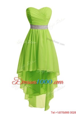 Sweetheart Sleeveless Prom Gown High Low Belt Organza