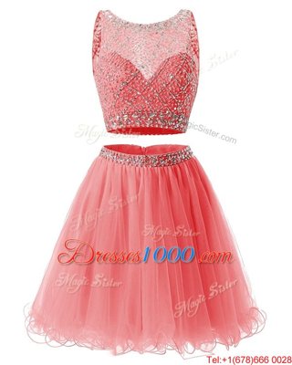 Low Price Watermelon Red Sweetheart Neckline Beading and Belt Formal Dresses Sleeveless Side Zipper