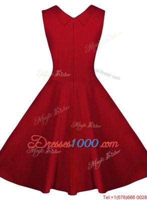 Satin Sweetheart Sleeveless Zipper Ruching Prom Dresses in Wine Red