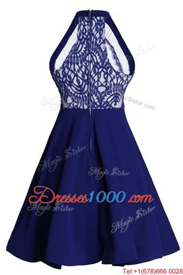 Knee Length Zipper Dress for Prom Blue and In for Prom and Party with Ruffled Layers