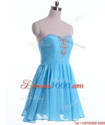 Top Selling Baby Blue Sweetheart Neckline Beading Prom Party Dress Sleeveless Lace Up