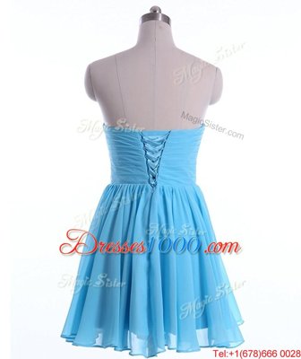 Top Selling Baby Blue Sweetheart Neckline Beading Prom Party Dress Sleeveless Lace Up