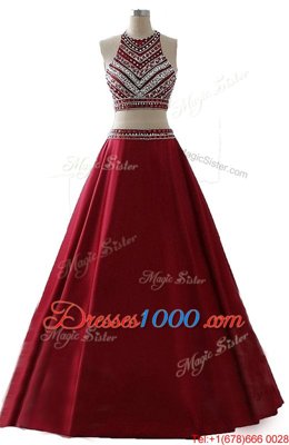 Beauteous Scoop Sleeveless Zipper Floor Length Beading Prom Dresses