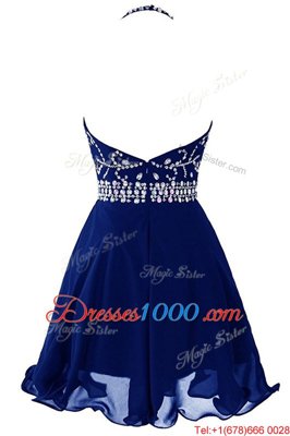 Royal Blue Dress for Prom Prom and Party and For with Beading Halter Top Sleeveless Zipper