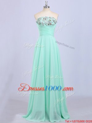 Sleeveless Lace Up Floor Length Beading Prom Party Dress