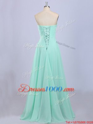 Sleeveless Lace Up Floor Length Beading Prom Party Dress