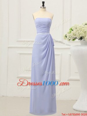 Clearance Chiffon Strapless Sleeveless Zipper Ruching and Belt Prom Party Dress in Lavender