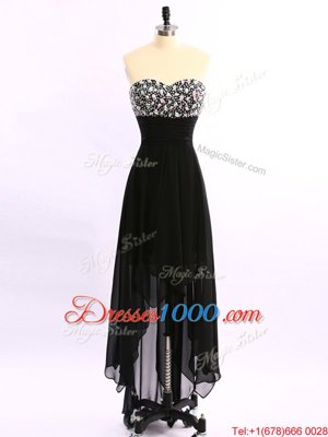 Chiffon Sweetheart Sleeveless Zipper Beading in Black