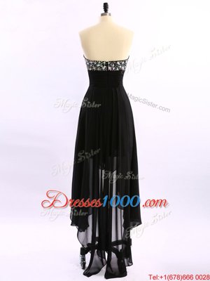 Chiffon Sweetheart Sleeveless Zipper Beading in Black