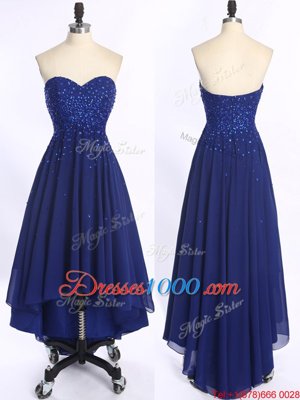 Royal Blue Evening Dress Prom and For with Beading Sweetheart Sleeveless Zipper