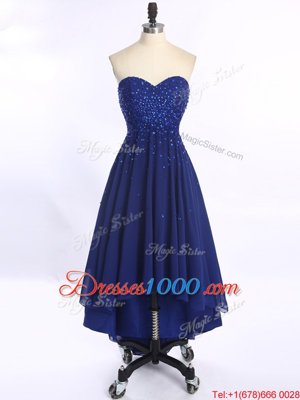 Royal Blue Evening Dress Prom and For with Beading Sweetheart Sleeveless Zipper