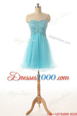 Exceptional Sweetheart Sleeveless Tulle Formal Dresses Beading Lace Up