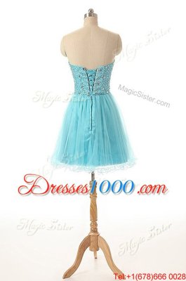 Exceptional Sweetheart Sleeveless Tulle Formal Dresses Beading Lace Up