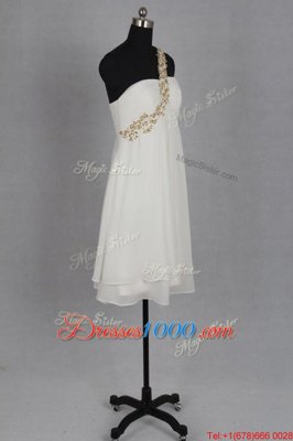 Inexpensive Sleeveless Zipper Tea Length Beading Prom Party Dress